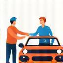 Illustration of a customer happily receiving their repaired car.